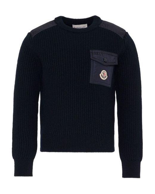 Moncler Blue Enfant Sweater Virgin Wool for men