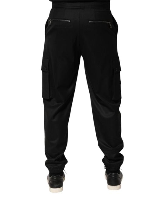 Dolce & Gabbana Black Cargo Pants Drawstring Waist for men