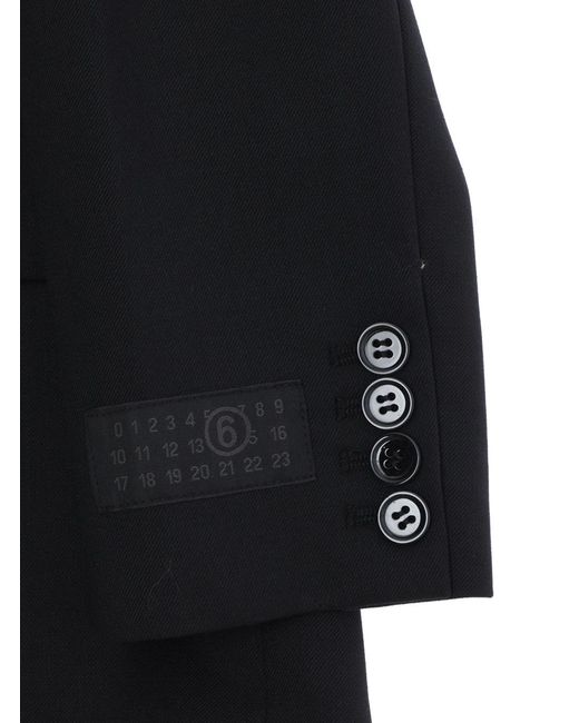 MM6 by Maison Margiela Black Boys Jacket V-Neck Wool Blazers for men