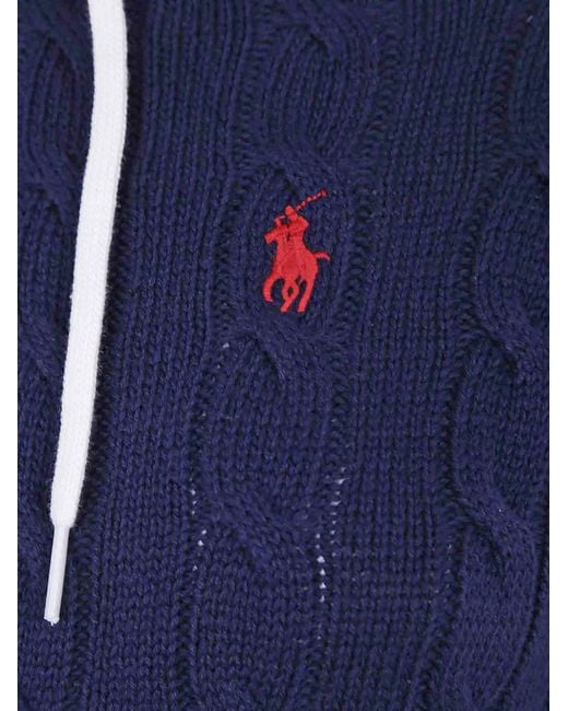 Polo Ralph Lauren Blue Cotton Sweatshirt With Corded Detail