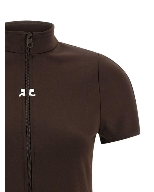 Courreges Brown Interlock Tracksuit Mini Dress