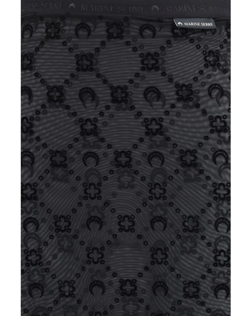 MARINE SERRE Black Moonogram Mesh Flock Pant-Skirt Recycled Polyamide; Elastane