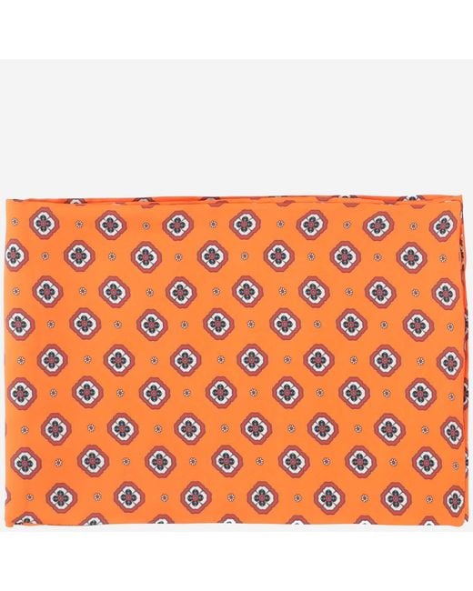 Alberto Biani Orange Floral Pattern Silk Foulard Scarf