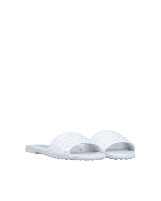 Tod's White Tods Gomma Studded Sandals