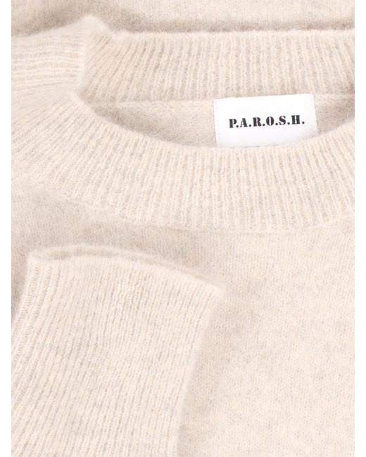 P.A.R.O.S.H. Natural Relaxed-Fit Knit Sweater With Ribbed Details