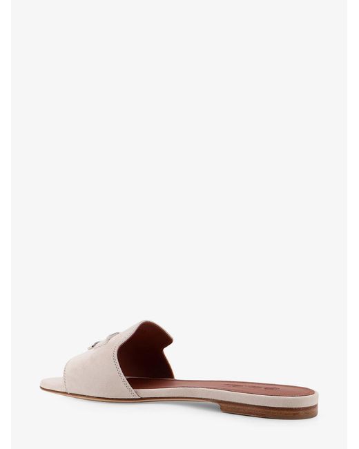 Loro Piana White Flat Suede Sandals Summe Charms