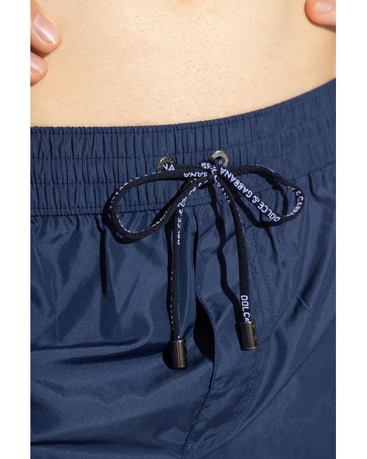 Dolce & Gabbana Blue Drawstring Waist Logo Boxer Shorts for men