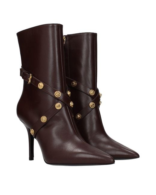 Versace Brown Leather Ankle Boots