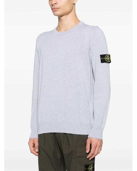 Stone Island White Crewneck Sweater Cotton for men