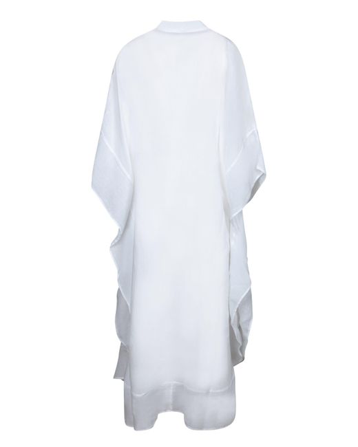 120% Lino White Linen Kaftan Dress
