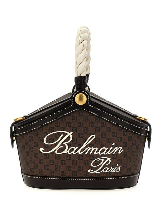Balmain Black Monogram Bucket Handbag Hand Bags