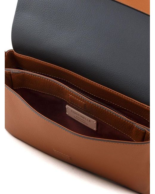 Coccinelle Brown Handbag-Cognac Cowhide Bags Handbags