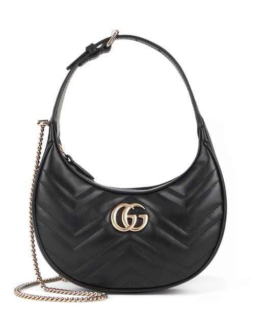 Gucci Black Shoulder Bag Gg Marmont Leather Calf Skin