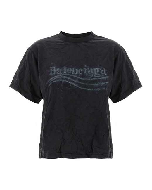 Balenciaga 'Washed Crayon Political' T-Shirt in Black | Lyst