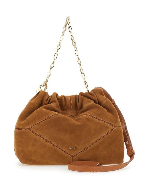Ba&sh Brown Shoulder Bag Suede
