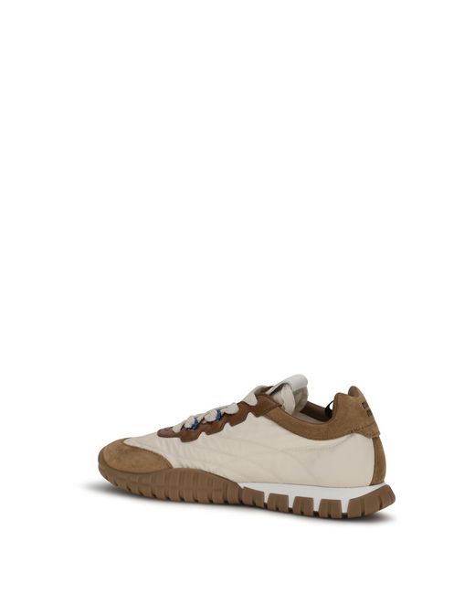 Miu Miu Metallic Fabric And Suede Sneakers Ivory-Caramel Upper Polyamide Trainers