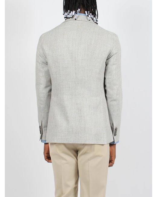 Tagliatore Gray Silk Linen Single Breasted Blazer for men