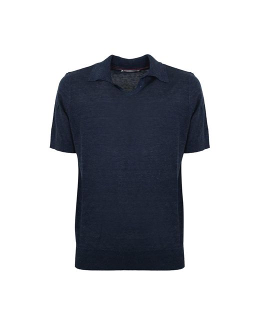 Brunello Cucinelli Blue Linen Blend Polo Shirt for men