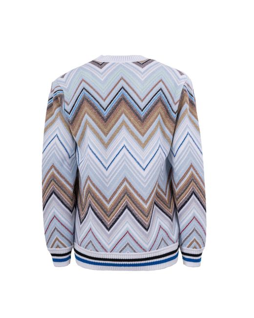 Missoni Blue Zigzag Detailed Buttoned Cardigan for men
