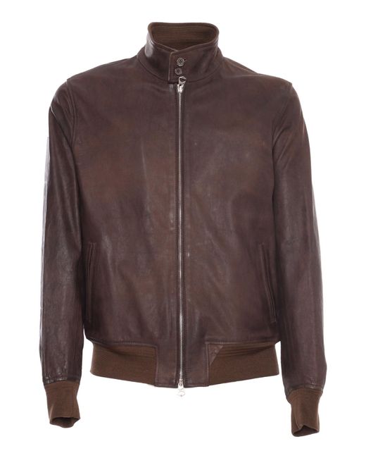 Stewart Brown Leather Jacket Jeff for men