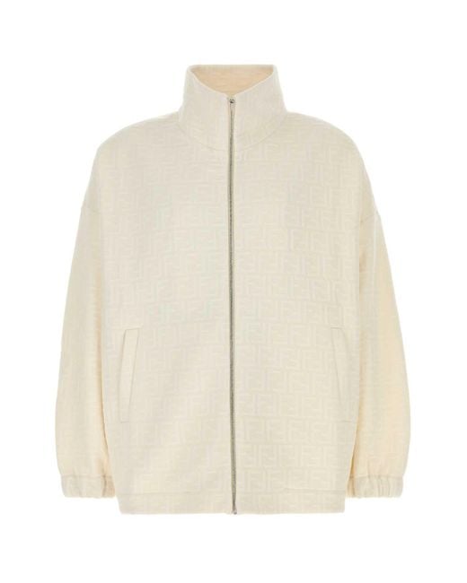 Fendi Natural Ivory Polyester Blend Sweatshirt for men