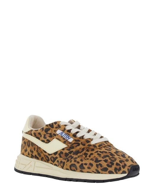 Autry Brown And Sneakers With Animalier Print