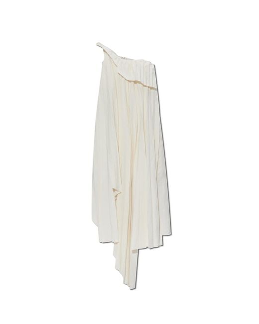 Alexander McQueen White Pleated Off-Shoulder Dress