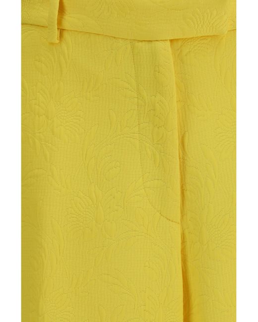 Dries Van Noten Yellow Wide-Leg Pants Jacquard Viscose Trousers