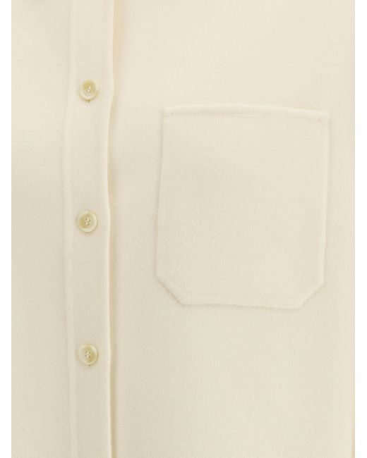 Max Mara White Oversized Riber Wool Shirt