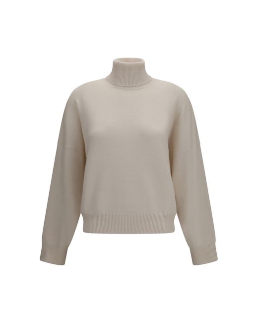 Brunello Cucinelli White Cashmere Turtleneck Sweater Kashmir/Capra Hircus