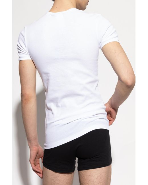 Versace White Underwear T-Shirt With Embroidered Logo for men