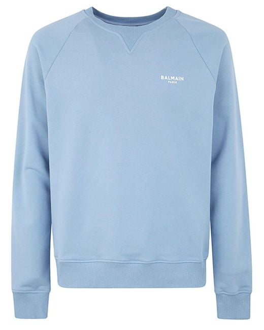 Balmain Blue Flock Sweatshirt Clothing for men