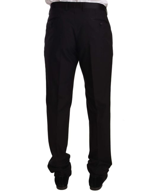 Dolce & Gabbana Black Wool Formal Tuxedo Trouser Pants Virgin Silk Polyester for men
