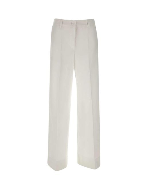 P.A.R.O.S.H. White Canyox24 Cotton Trousers