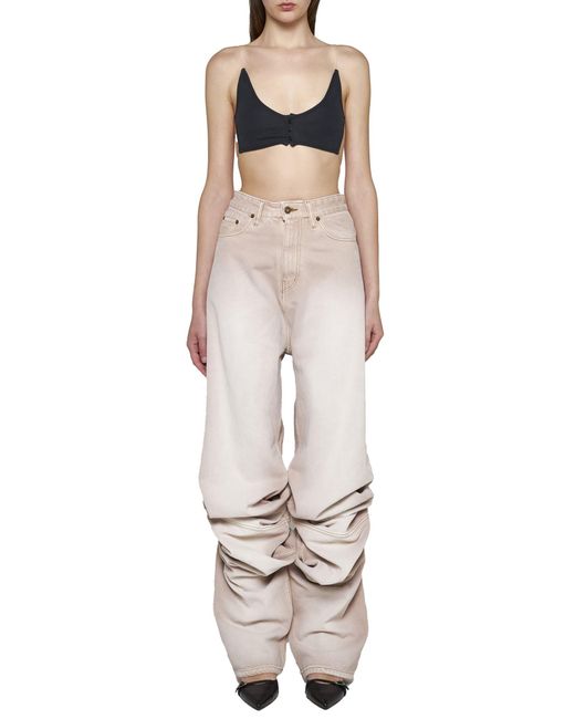 Y. Project White Draped Cuff Jeans