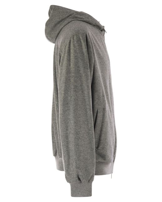 Fedeli Gray Reversible Bomber Jacket With Hood for men