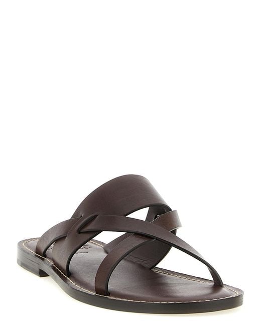 Brunello Cucinelli Black Calfskin Slides Shoe for men
