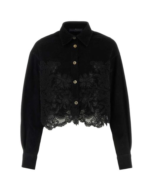 Ermanno Scervino Black Suede And Lace Shirt