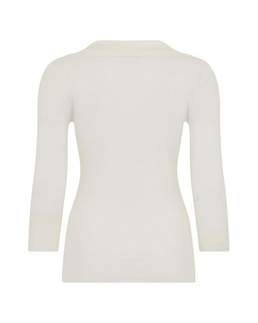Elisabetta Franchi White Polo Shirt Slim-Fit Lyocell