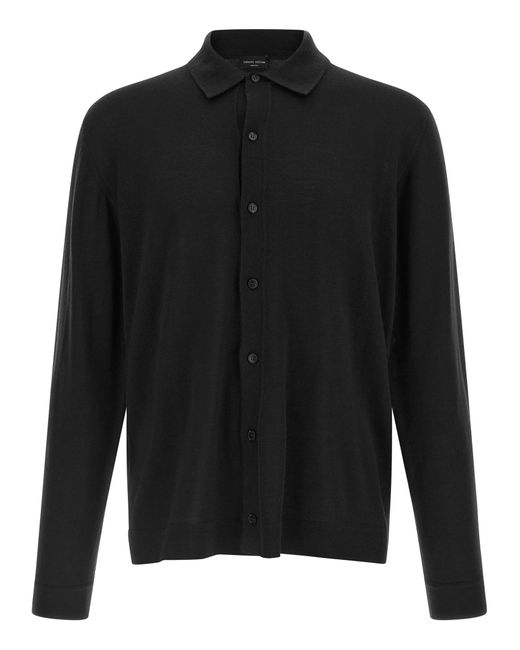 Roberto Collina Black Merino Wool Cardigan for men