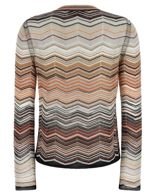 Missoni Gray Chevron Lamé Cardigan