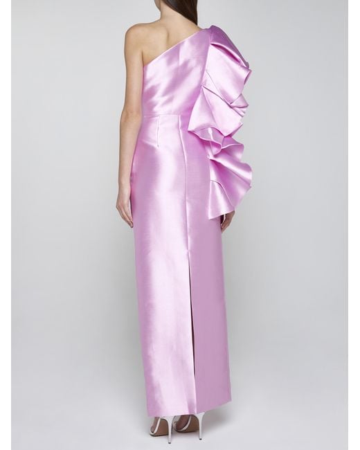 Solace London Purple Barney One-Shoulder Maxi Dress