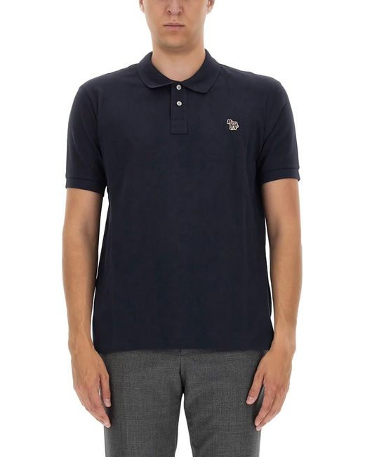 PS by Paul Smith Blue Polo With Logo Patch for men