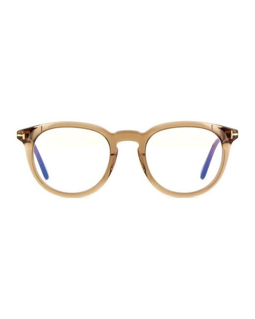 Tom Ford Metallic Eyeglasses Square Full Rim, Transparent Light Frame And Clear Light Block Lens Ft5905-B045 for men