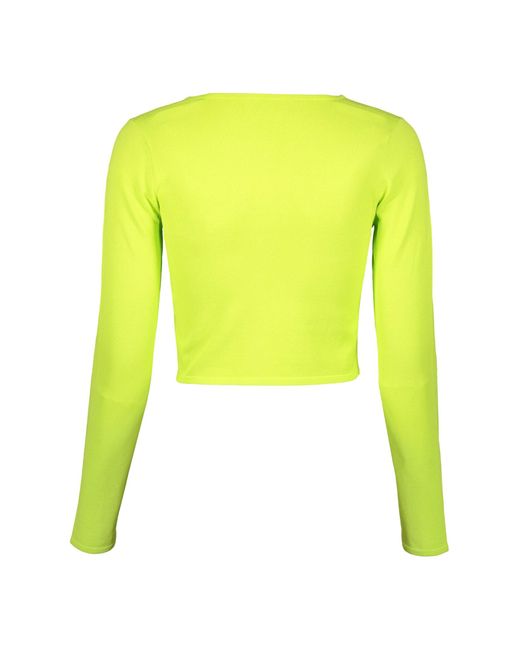 DSquared² Yellow Long Sleeve Crop Top