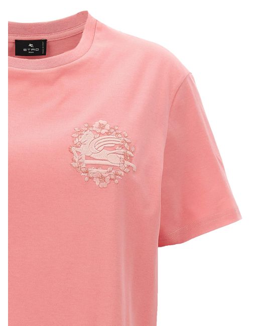 Etro Pink Logo Embroidery T-shirt