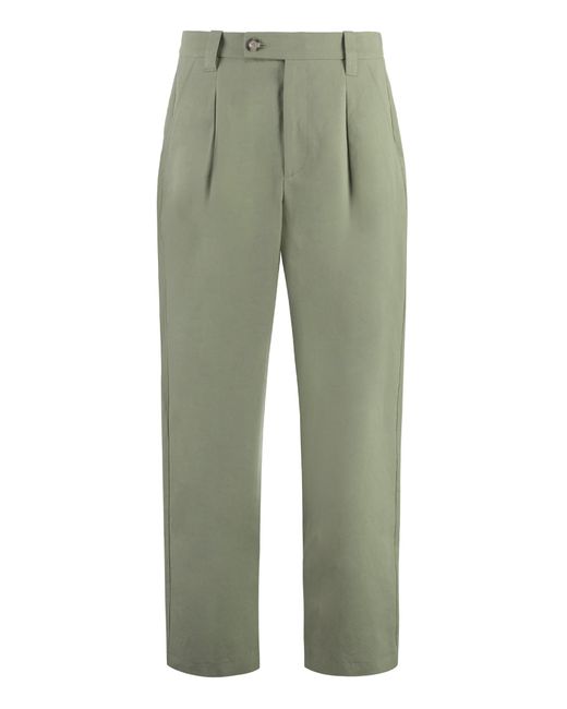 A.P.C. Green Renato Cotton-Linen Trousers for men