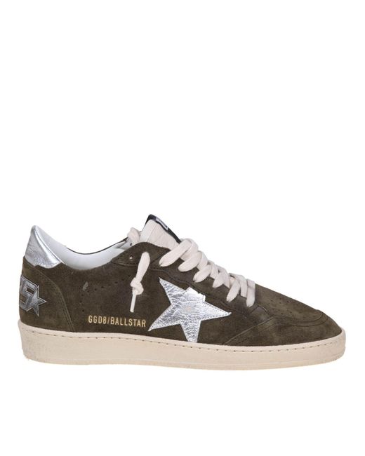 Golden Goose Deluxe Brand Brown Ball Star Sneakers In Olive Green Suede for men