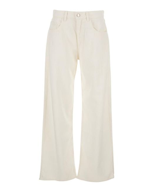 ICON DENIM White Jeans With Five-Pocket Design And Logo Patch On The Rear