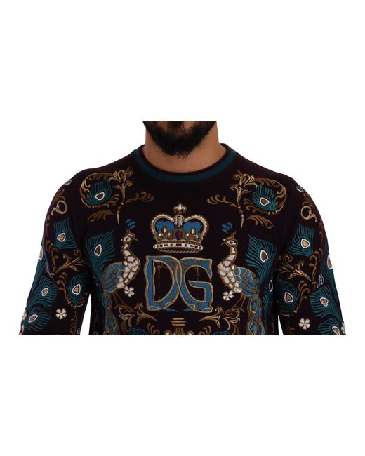 Dolce & Gabbana Black Cashmere Dg Crown Embroidered Sweater Clothing for men